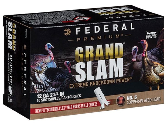 Federal Premium Grand Slam Turkey 12 Gauge Ammo 2-3/4″ #5 Copper Plated Lead Shot 1-1/2 oz Box of 10