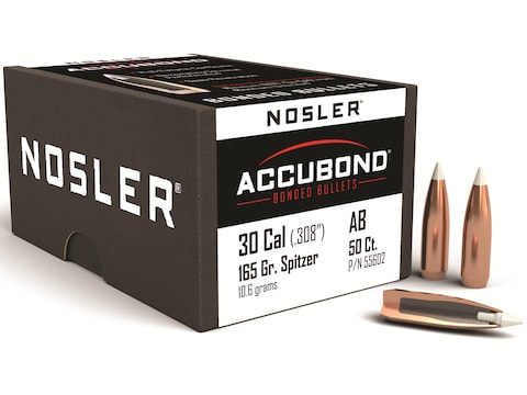 Nosler AccuBond Bullets 30 Caliber (308 Diameter) 165 Grain Bonded Spitzer Boat Tail Bo...