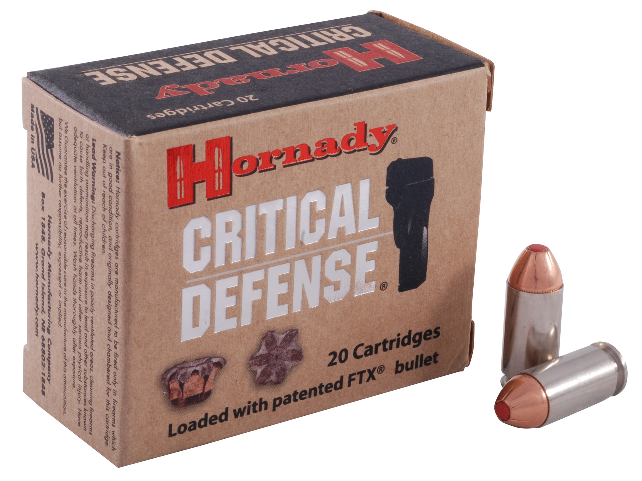 Hornady Critical Defense Ammunition 40 S&W 165 Grain FTX Box of 20