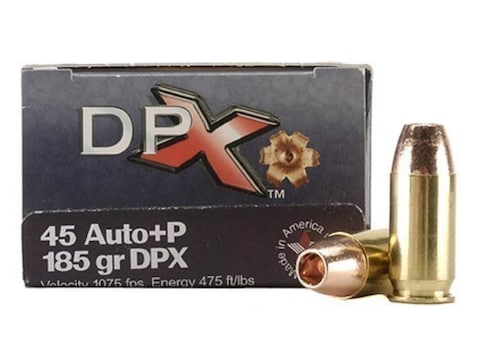 Cor-Bon DPX Ammunition 45 ACP +P 185 Grain DPX Hollow Point Lead-Free Box of 20