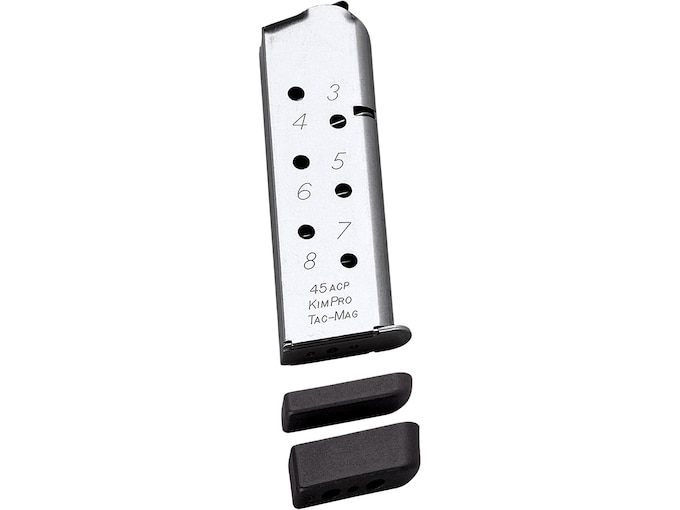 Kimber Kim-Pro Tac-Mag 1911 Government, Commander Magazine with 3 Base Pads 45 ACP 8-Round Stainless Steel