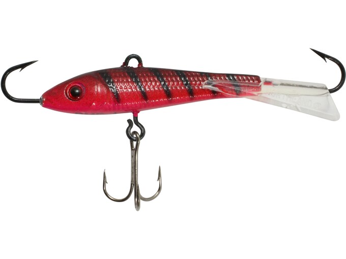 Sougayilang Ice Fishing Jigs, Winter Fishing Hard Lures with Treble Hooks,  Red, Colors Fishing Bait Lure Kit in Tackle Box for Bass Pike Trout Walleye