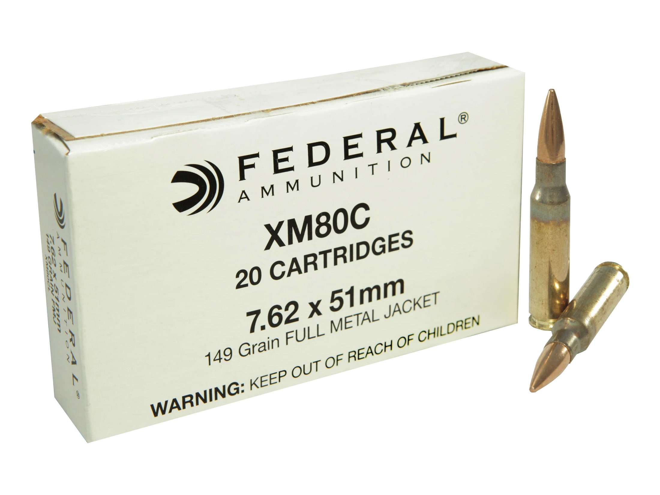 Federal Ammo 7.62x51mm NATO 149 Grain XM80C Full Metal Jacket Box of.