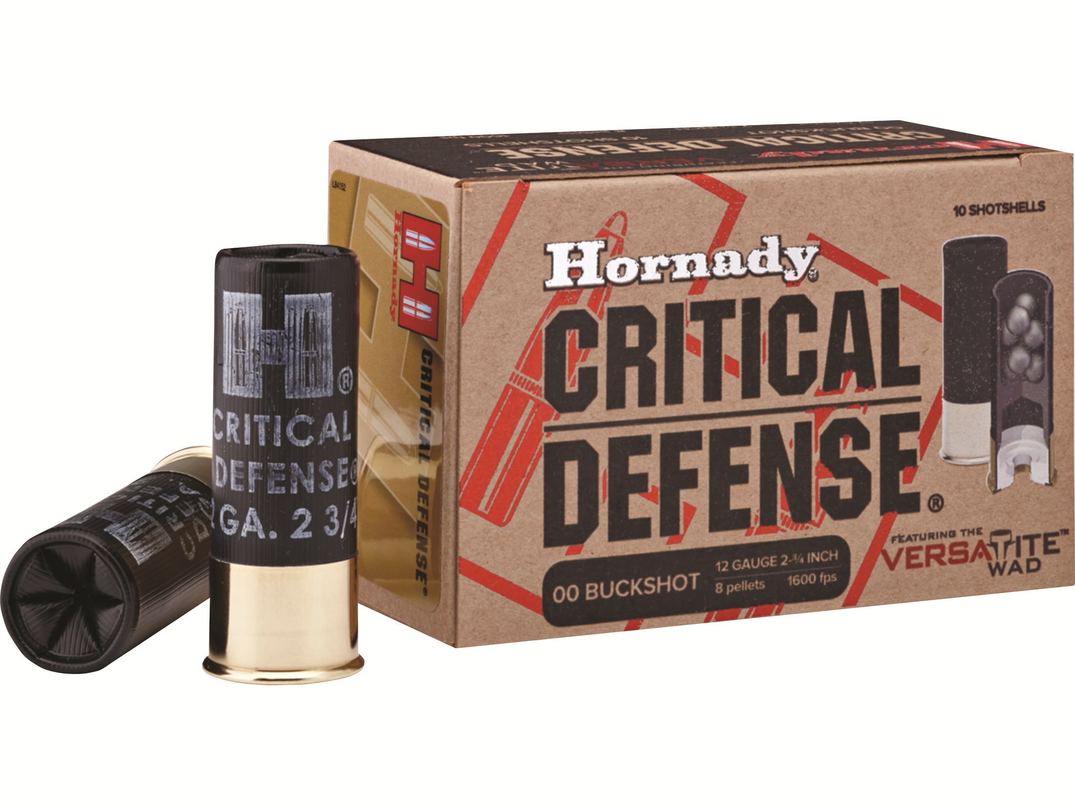 Hornady Critical Defense 12 Ga Ammo 2-3/4 #00 Buckshot 8 Pellets Box