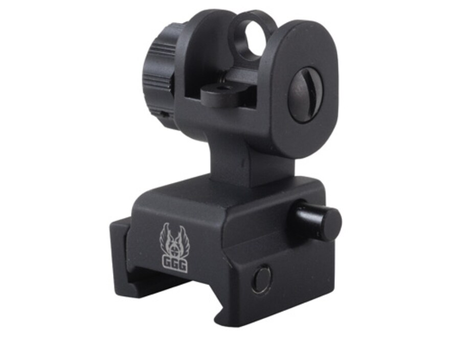 GG&G Spring-Actuated Flip-Up Rear Sight AR-15 XS Sights Same-Plane