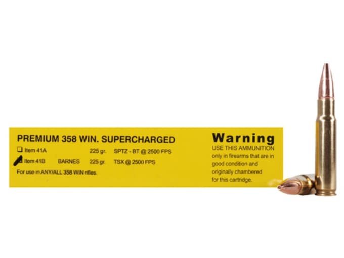 Buffalo Bore 358 Winchester Ammo 225 Grain Barnes Triple-Shock X Solid Hollow Point Lead Free Box of 20