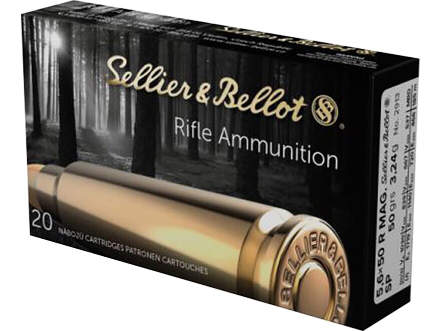 Sellier & Bellot 5.6x50mm Rimmed Ammo 50 Grain Jacketed Soft Point Box