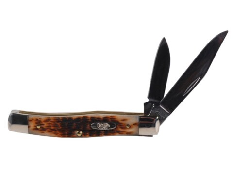 Case Small Texas Jack Folding Knife Clip and Pen Chrome Vanadium Blades Amber Bone Handle