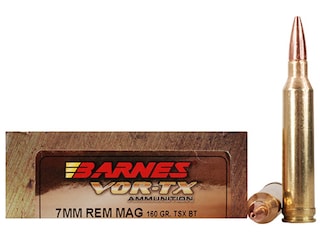 Barnes VOR-TX Ammunition 7mm Remington Magnum 160 Grain TSX Hollow Point Boat Tail Lead-Free Box of 20