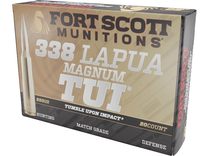 Fort Scott Munitions TUI Brass 338 Lapua Magnum Ammo 250 Grain Solid Lead Free Box of 20