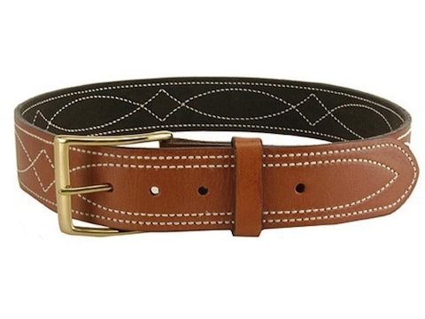 DeSantis Fancy Stitch Holster Belt 1.75" Brass Buckle Suede Lined Leather