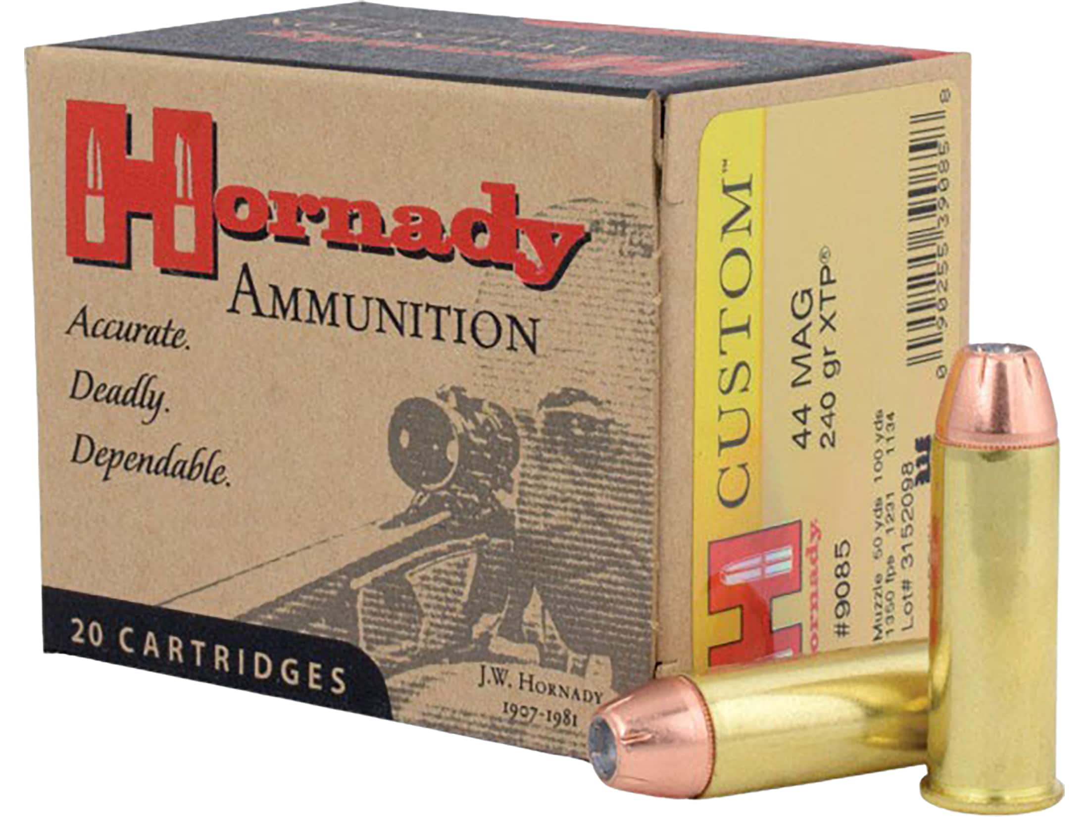 Hornady Custom Ammunition 44 Remington Magnum 240 Grain XTP Jacketed Hollow Point Box of 20