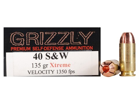 Grizzly Self-Defense Ammo 40 S&W 135 Grain Xtreme Copper Hollow Point