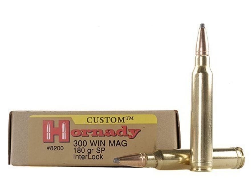 Hornady Custom 300 Winchester Mag Ammo 180 Grain Hornady Interlock