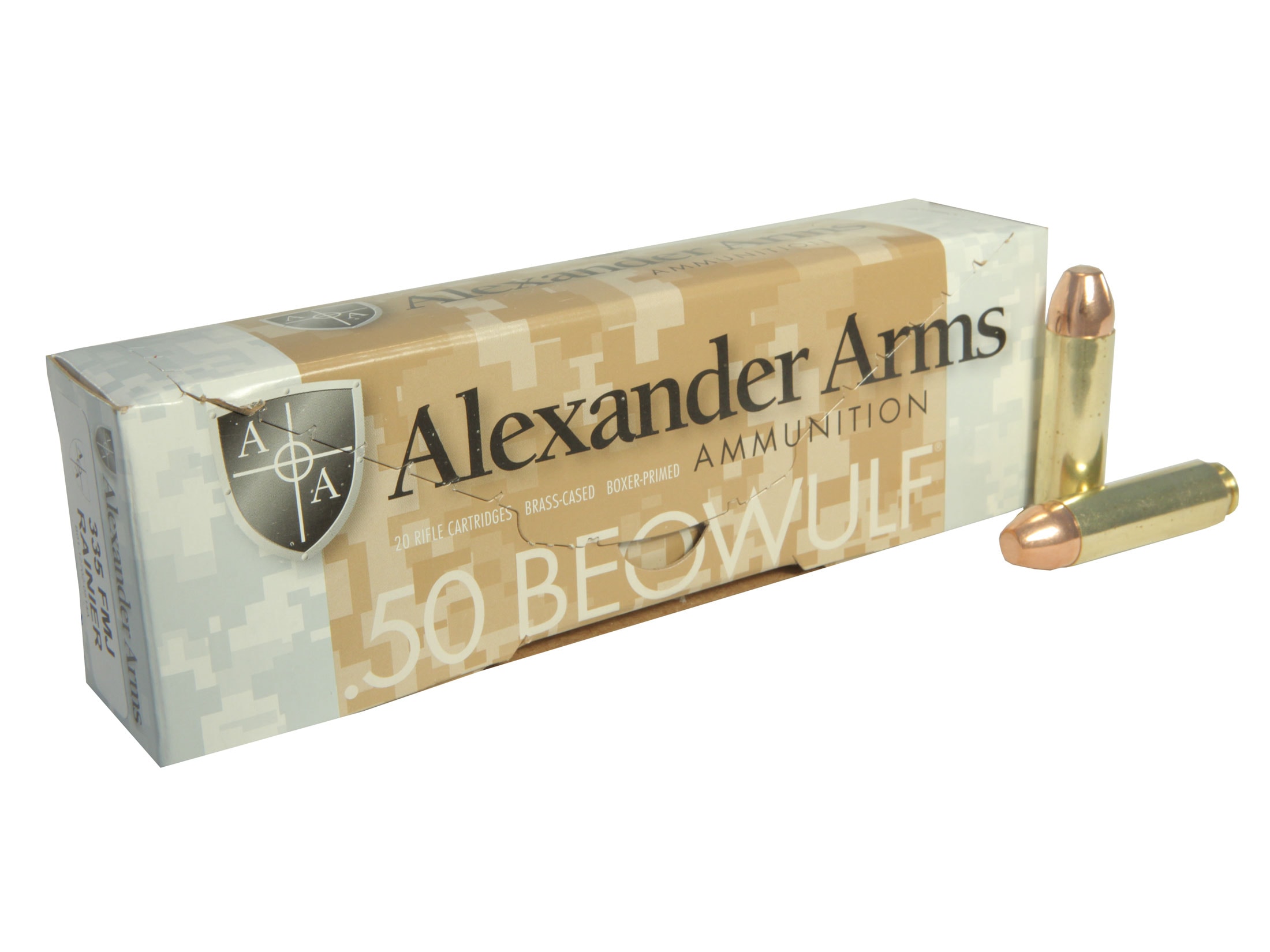 Alexander Arms 50 Beowulf Ammo 335 Grain Rainier Jacketed Flat Nose