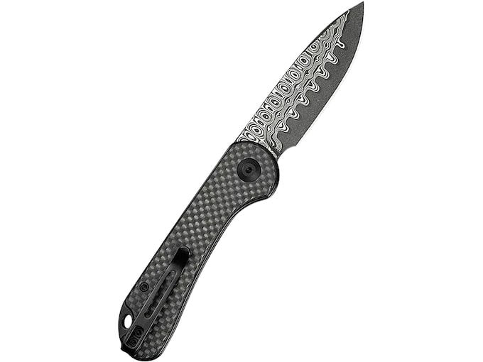 CIVIVI Elementum Slip Joint Pocket Knife 2.96″ Drop Point Damascus Blade Carbon Fiber Handle Black