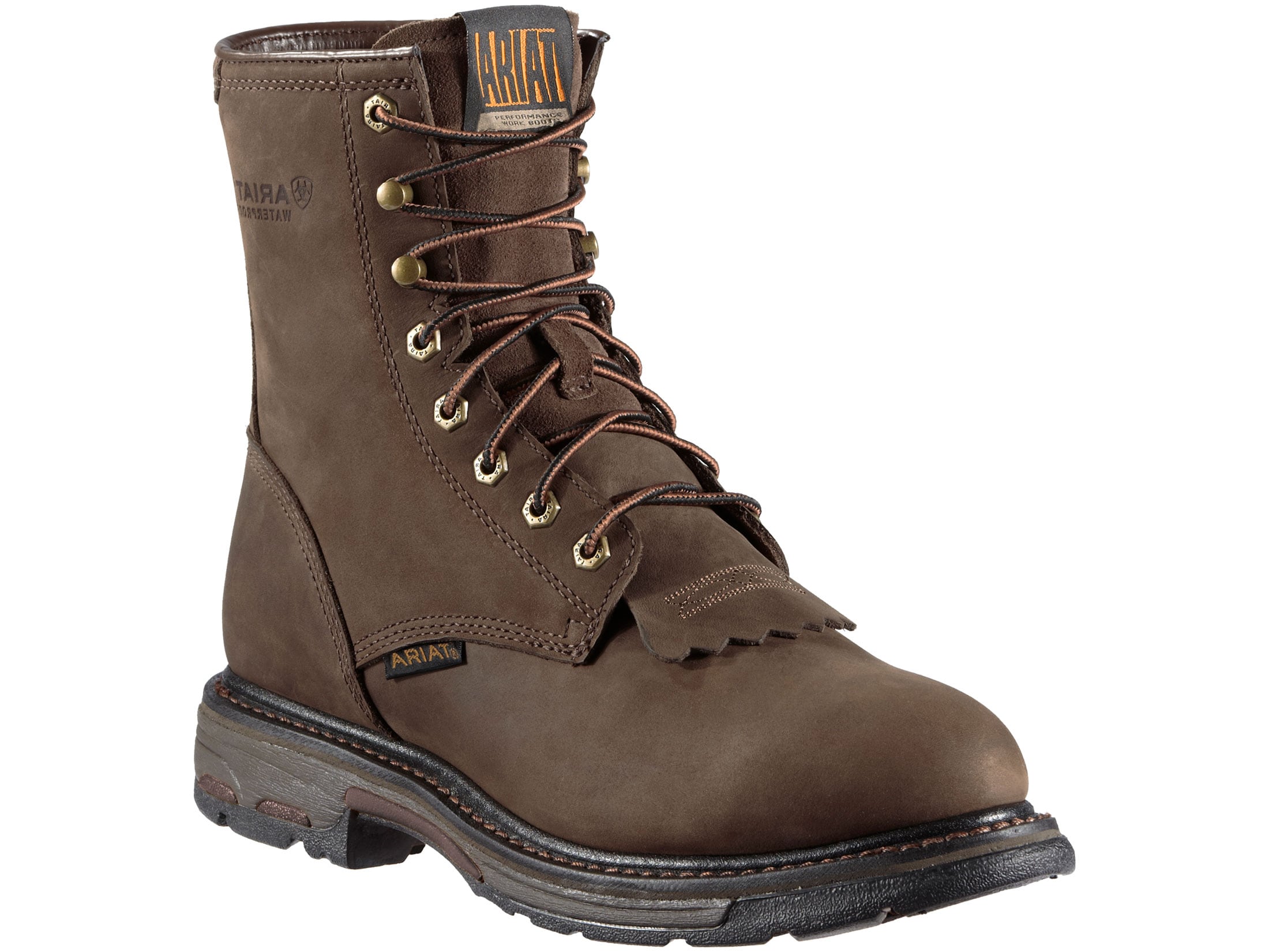 Ariat Workhog 8 Waterproof Work Boots Leather Brown Men's 8.5 EE