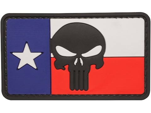 5ive Star Gear Texas Flag Punisher PVC Morale Patch Red, White, and Blue 2" x 3"