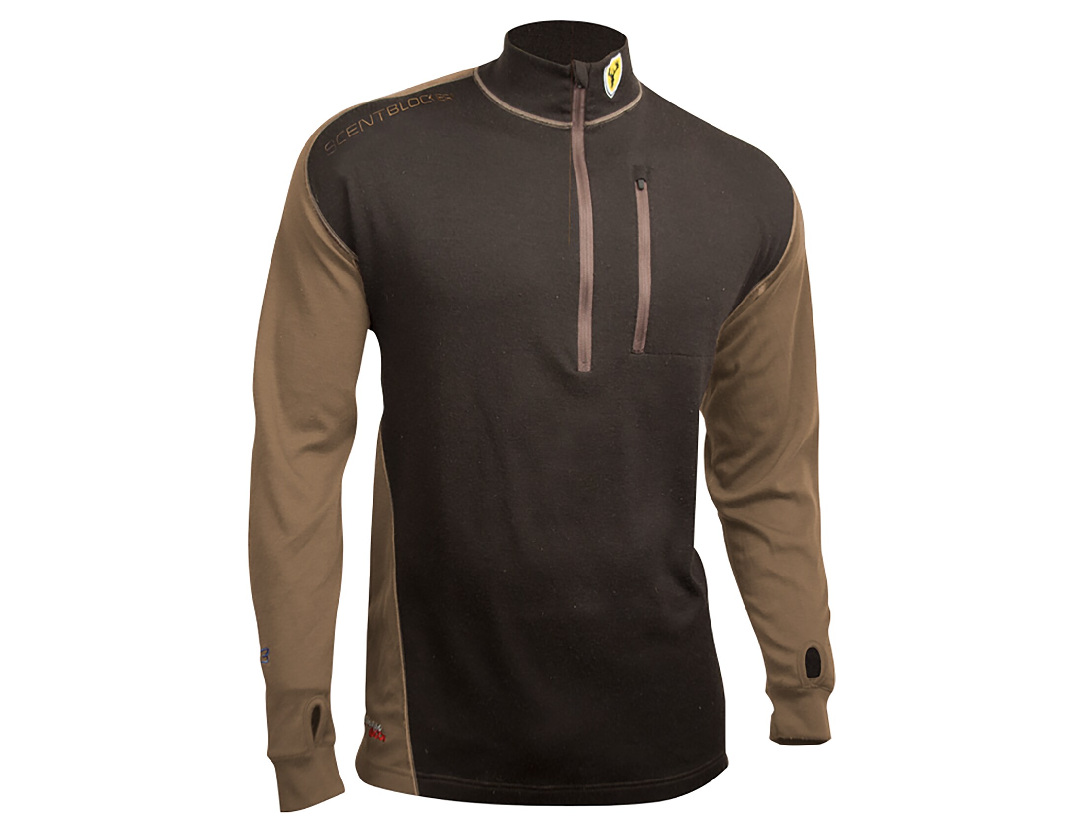 ScentBlocker Men's Midweight Wool Base Layer Shirt Long Sleeve Merino