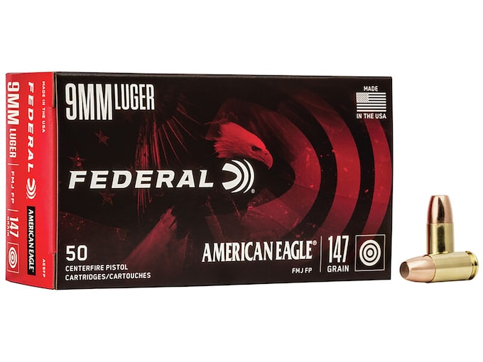 Federal American Eagle 9mm Luger Ammo 147 Grain Full Metal Jacket Case of 1000 (20 Boxes of 50)