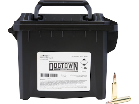 Dogtown Ammunition 22 Nosler 55 Grain Polymer Tip Flat Base