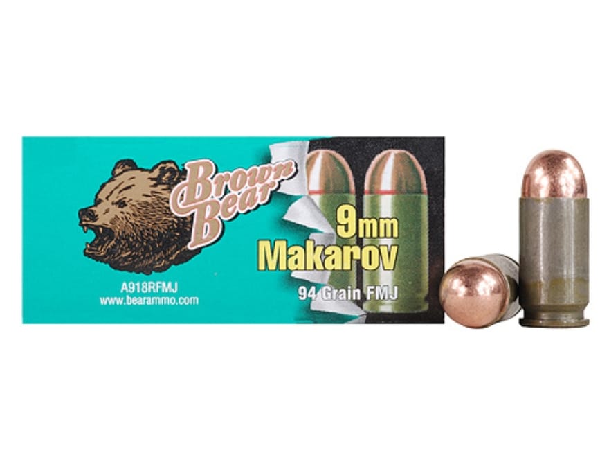 Brown Bear Ammo 9x18mm (9mm Makarov) 94 Grain Full Metal Jacket