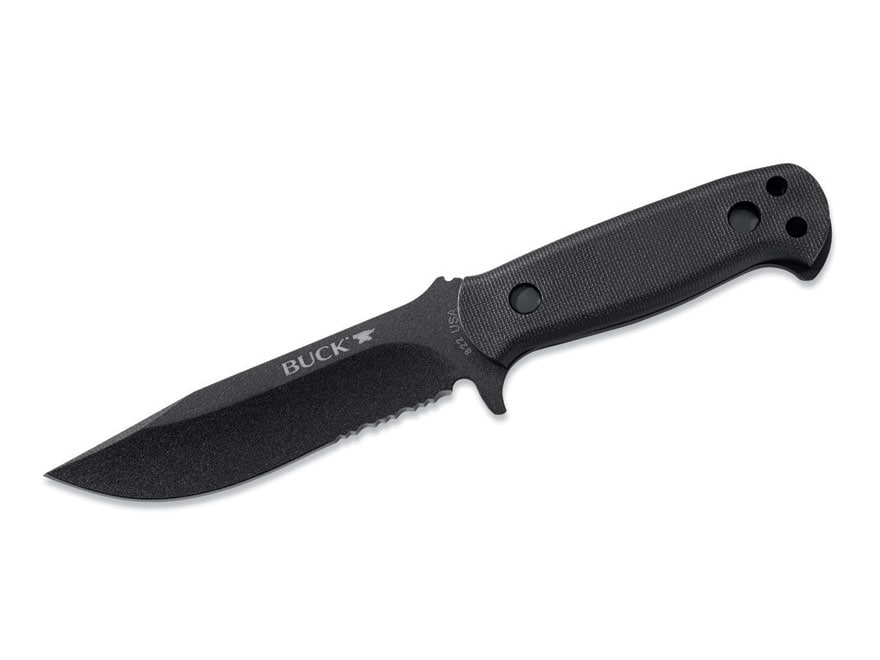 Buck 822 Sentry Fixed Blade Knife 5 Serrated Clip Point 420hc Black Ss