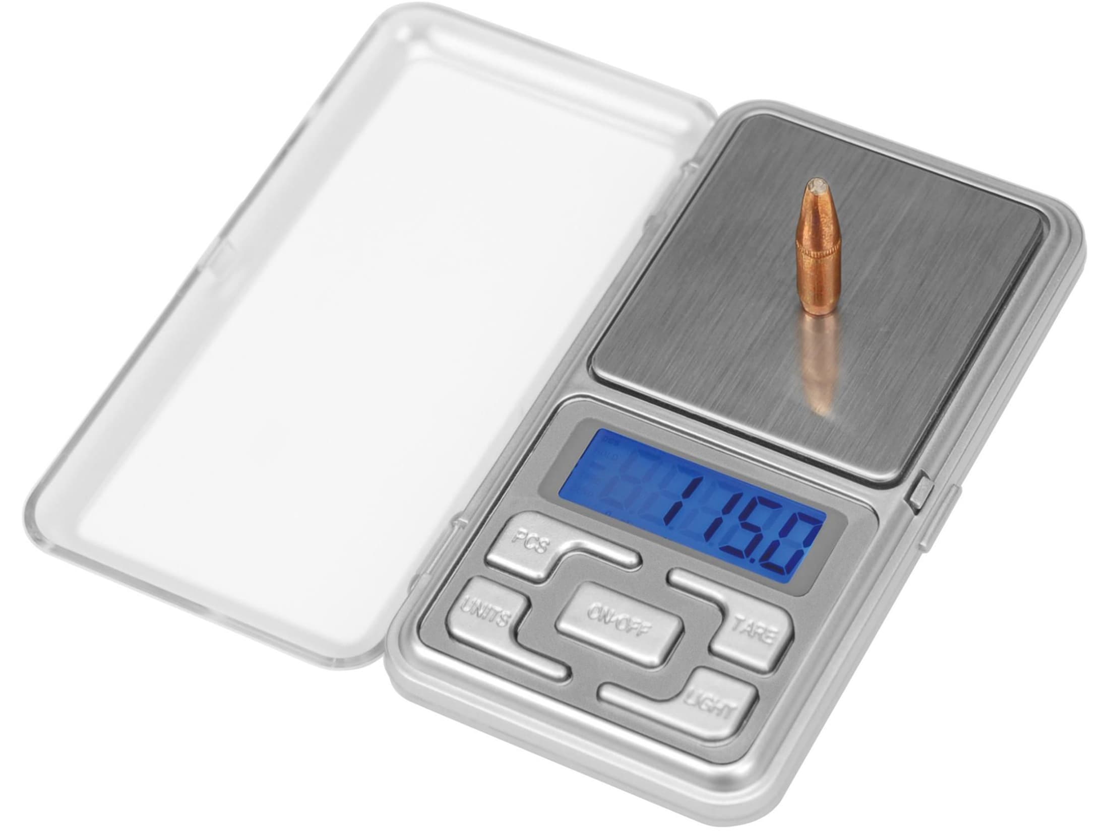 with funnel scoop Lyman Pocket Touch Digital Scale Set and calibration weight 