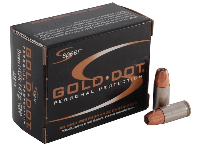 Speer Gold Dot 9mm Luger Ammo 147 Grain Bonded Jacketed Hollow Point Box of 20