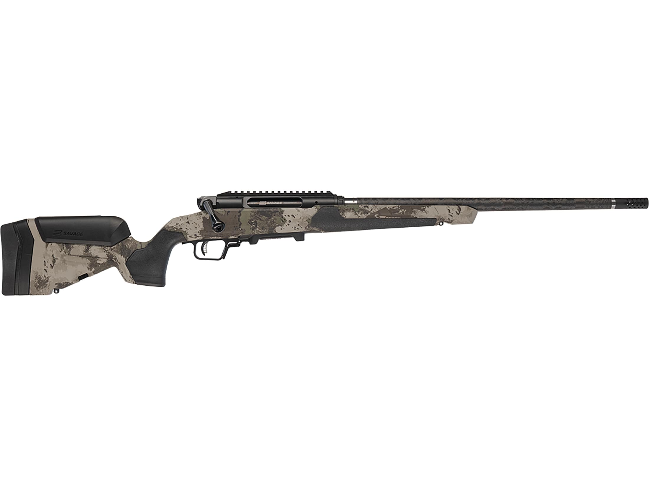 Savage Arms Impulse UltraLite Pro Straight Pull Rifle 22 Creedmoor 20" Fluted Carbon Fiber Threaded Barrel Black Cerakote Frame Woodland Adjustable Stock