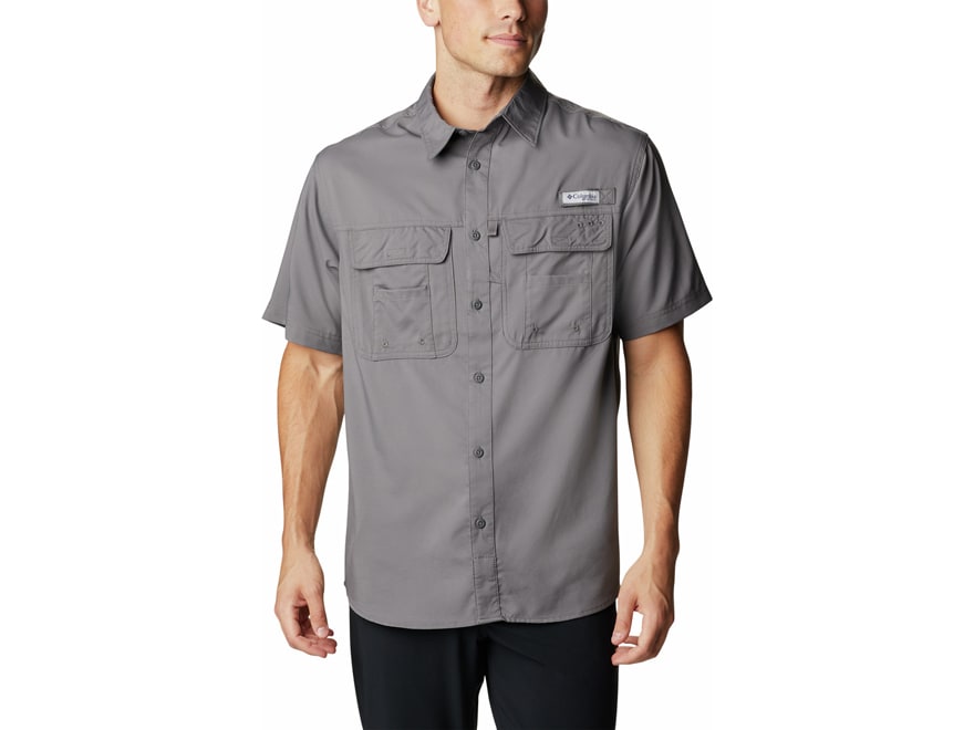 Columbia Men's PFG Drift Guide Woven Short Sleeve Shirt City Gray