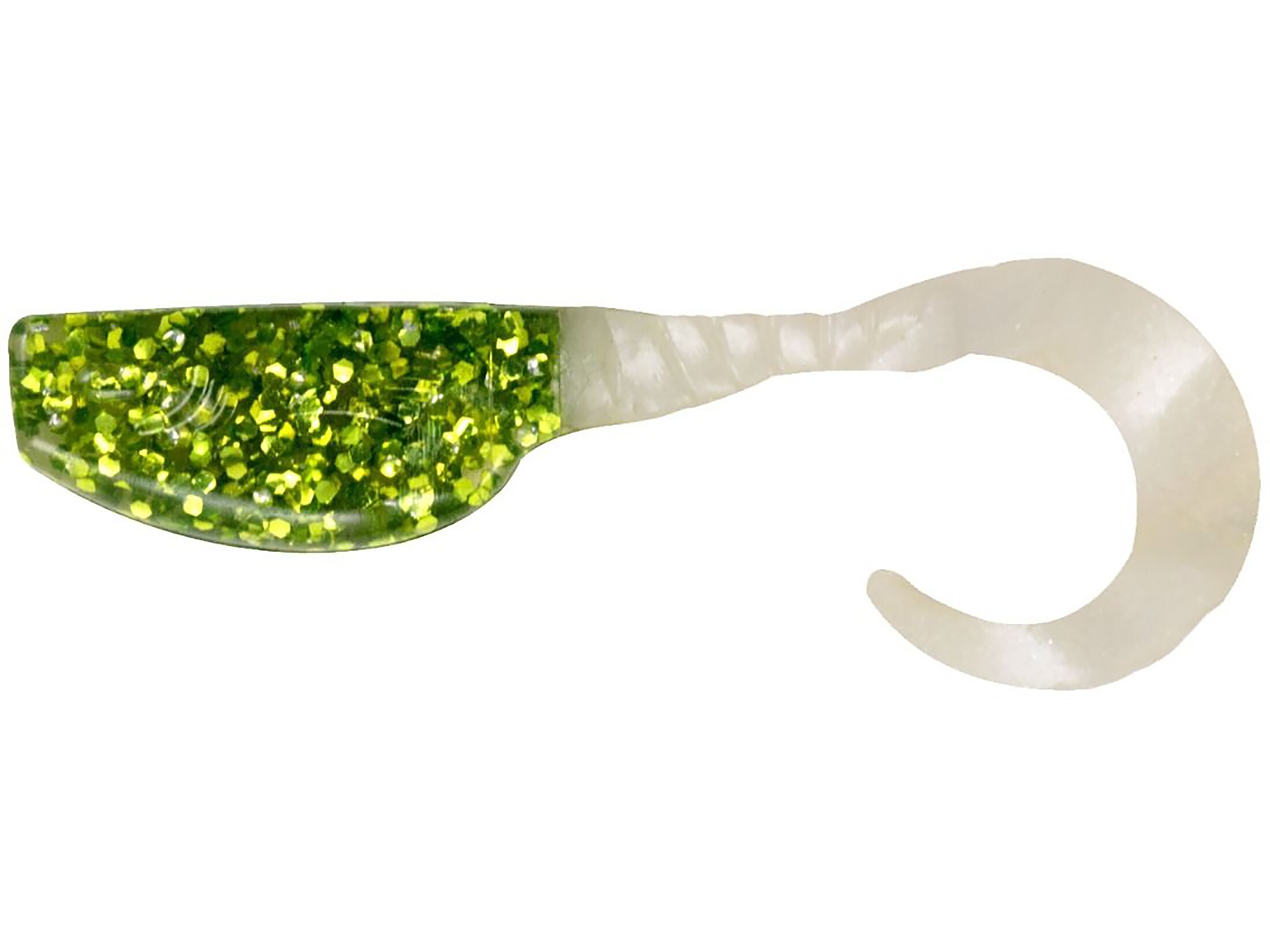 Crappie Slab Curly Grub White/Chartreuse