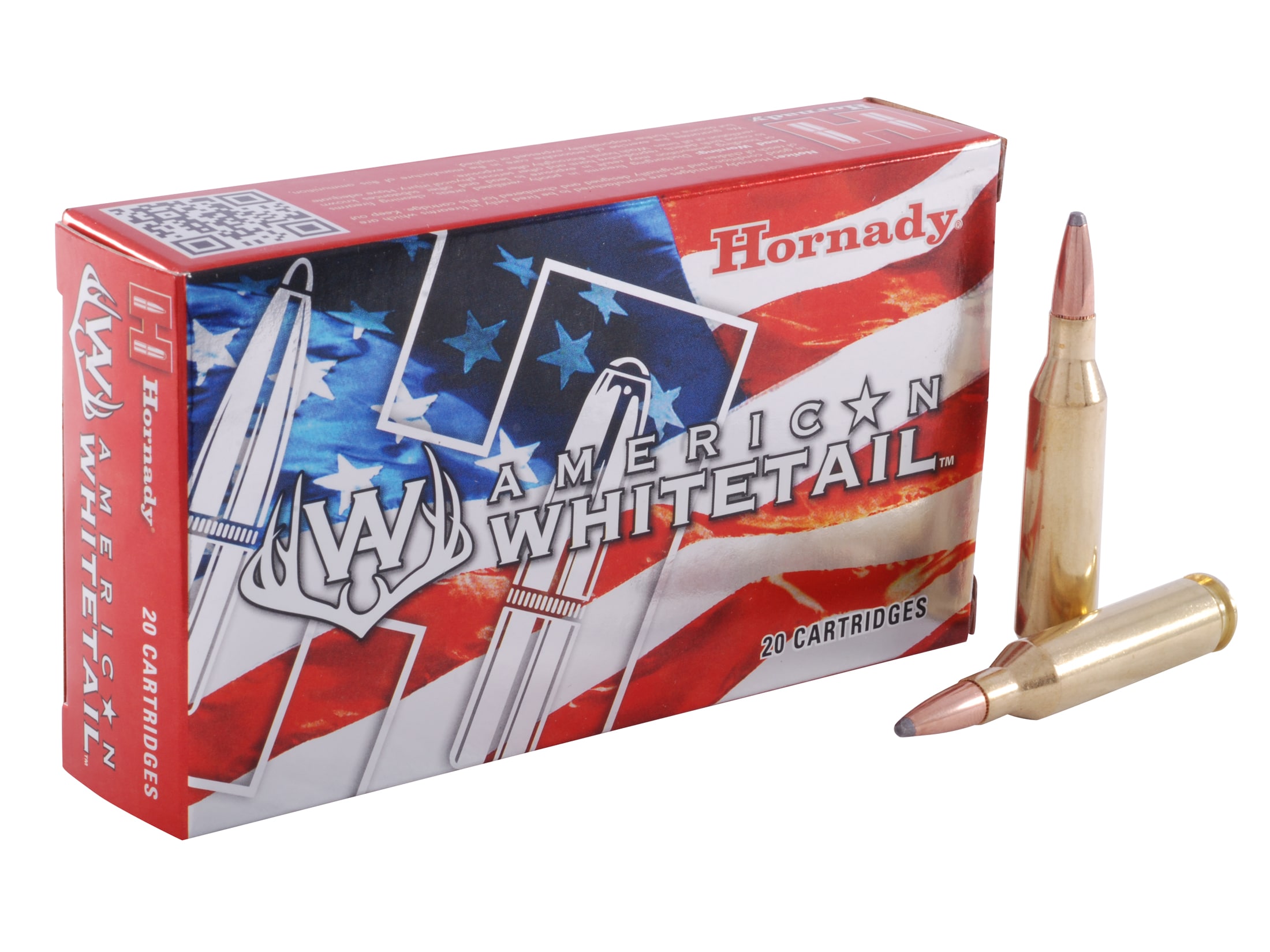Hornady American Whitetail Ammunition 243 Winchester 100 Grain Interlock Spire Point Boat Tail Box of 20