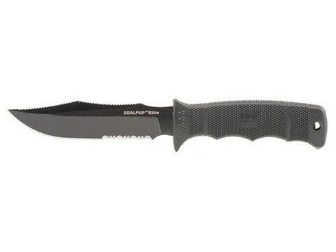 SOG Seal Pup Elite Knife 4.875 Serrated SS Clip Point Blade Black GRN