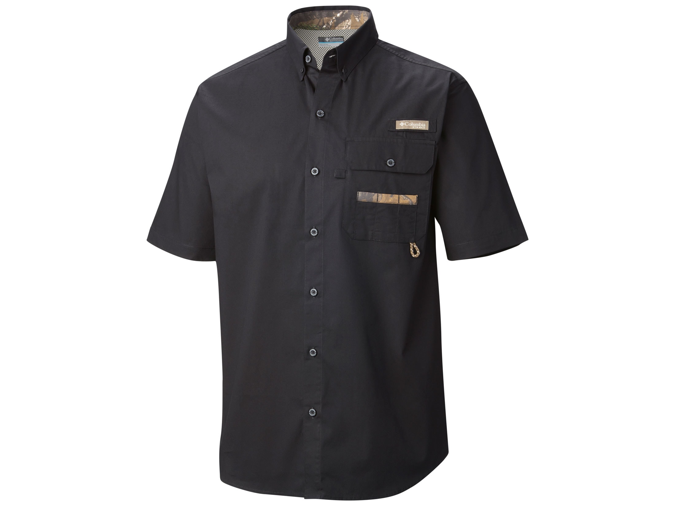 Columbia Men's PHG Sharptail ButtonUp Short Sleeve Shirt Cotton Black