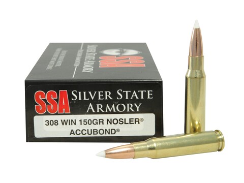 Silver State Armory Ammo 308 Winchester 150 Grain Nosler AccuBond Box