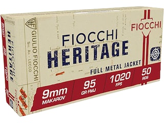 Fiocchi Shooting Dynamics Ammunition 9x18mm (9mm Makarov) 95 Grain Full Metal Jacket Box of 50