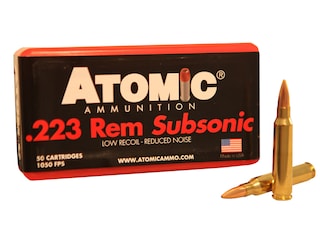 Atomic Ammunition 223 Remington Subsonic 77 Grain Hollow Point Boat Tail Box of 50