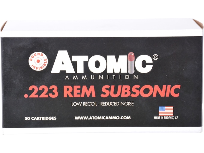 Atomic Ammunition Match Subsonic 223 Remington Ammo 77 Grain Jacketed Hollow Point Box of 50