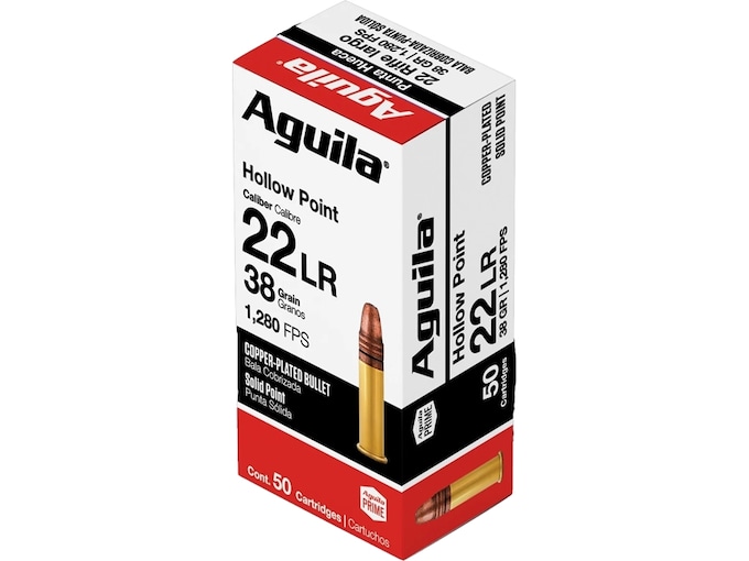 Aguila Super Extra High Velocity 22LR Ammo 38 Grain Plated Hollow Point Case of 2000 (40 Boxes of 50)