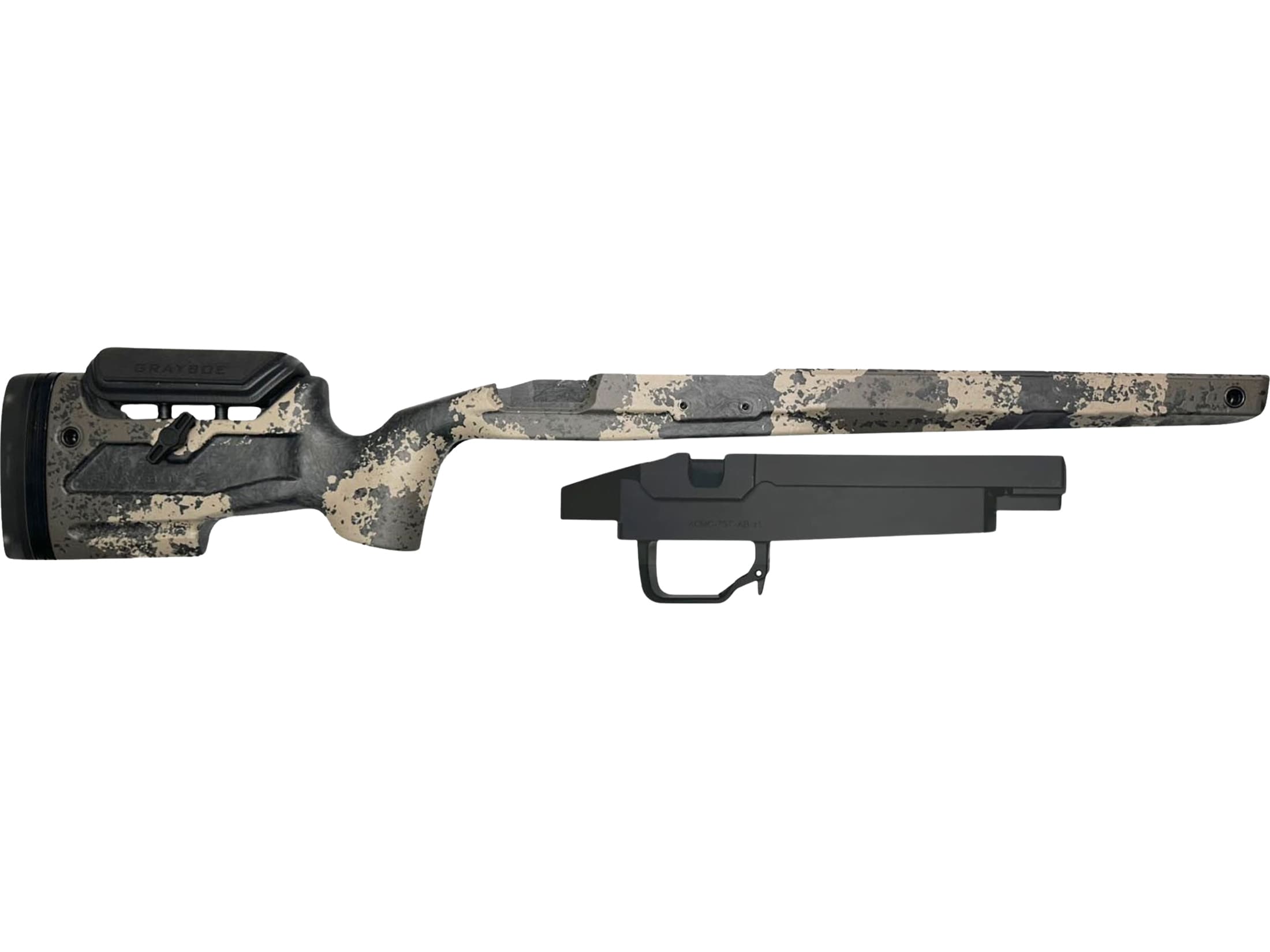 Grayboe Core Rifle Stock with Mini Chassis System Right Hand Carbon Dune Camo Short Action Remington 700