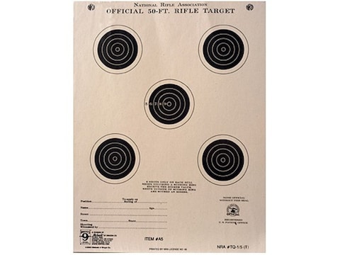 Hoppe's Targets Official NRA TQ-1/5(T) 50' Rifle Five Bulls Package of