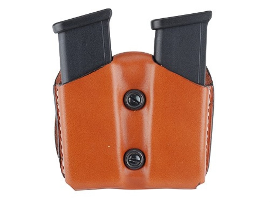 DeSantis Double Mag Pouch 40 S&W 9mm Single Stack Mag Leather Tan