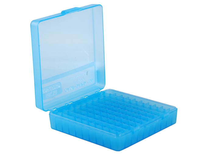  MTM 100 Round Flip-Top Ammo Box 38/357 Cal (Clear Blue) :  Sports & Outdoors