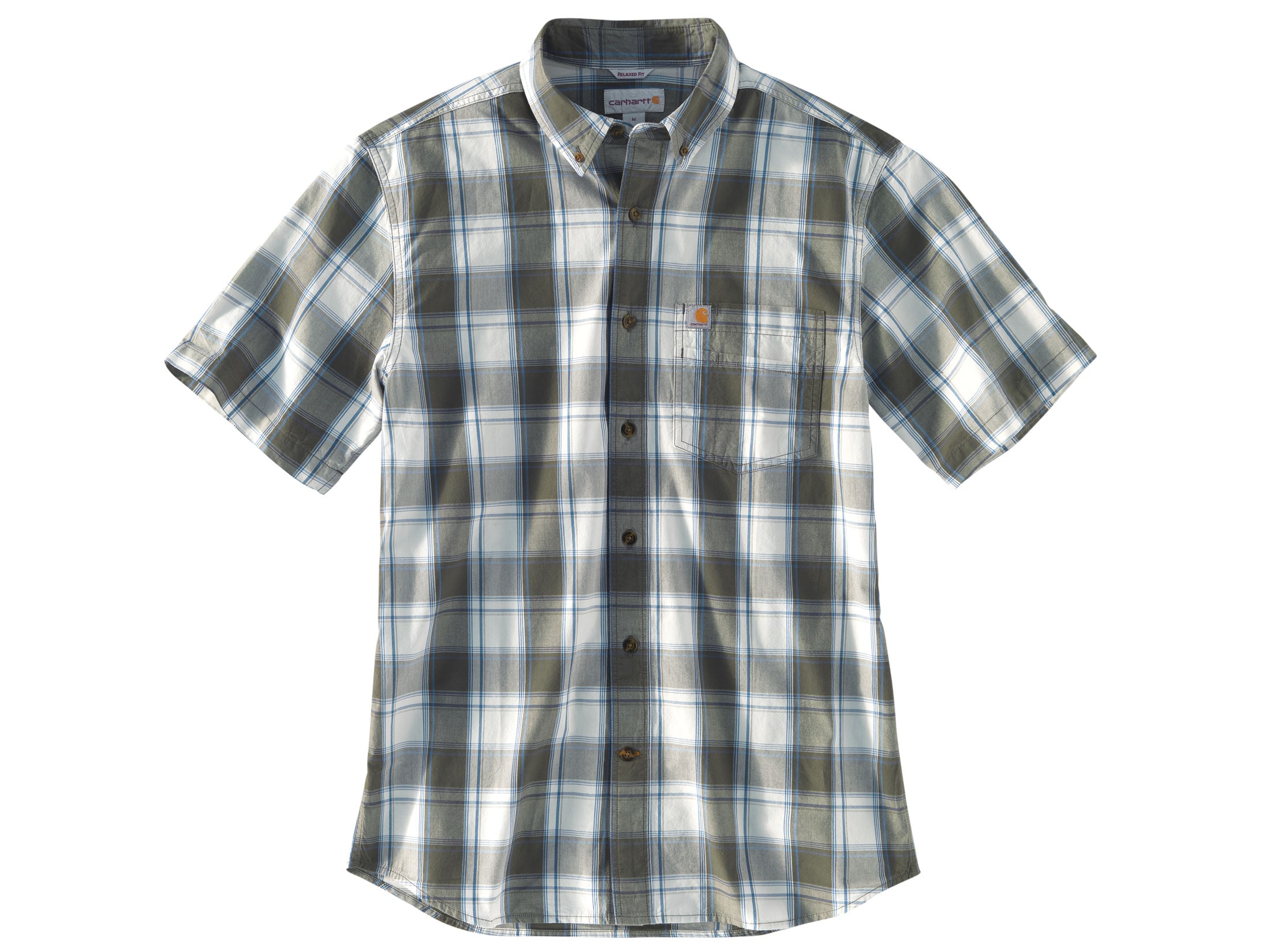 Carhartt Men's Essential Plaid Button-Up Shirt Short Sleeve Cotton