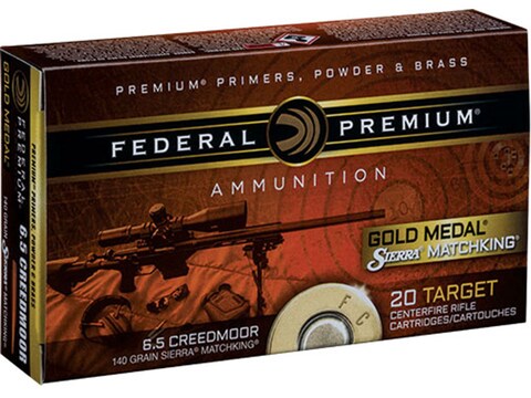 Federal Premium Gold Medal Ammunition 6.5 Creedmoor 140 Grain Sierra MatchKing Boat Tai...