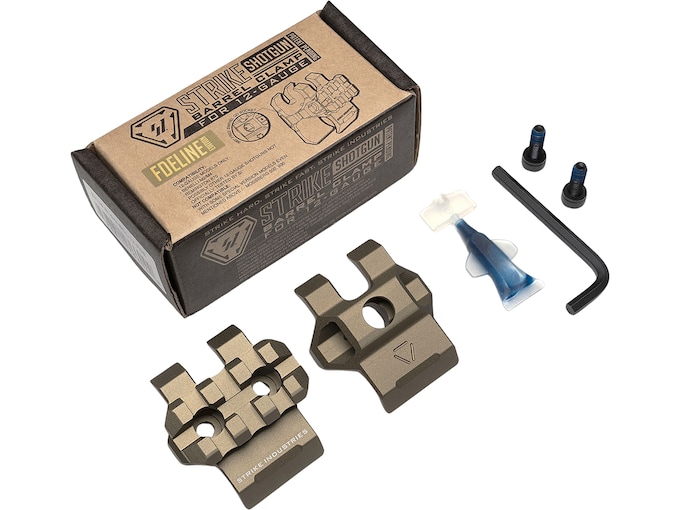 Strike Industries Shotgun Magazine Extension Tube Barrel Clamp with Picatinny Rail 12-Gauge FDE