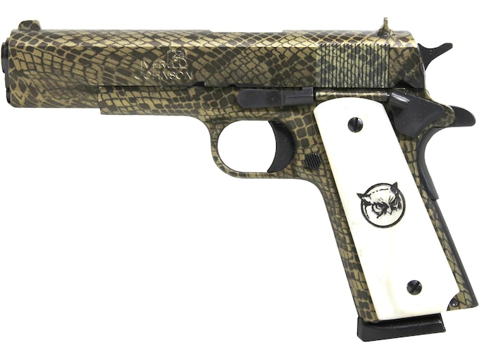 Iver Johnson 1911A1 Snakeskin 45 ACP Pistol 5″ Barrel 8+1 Round Moccasin Snakeskin Slide White Pearl Grip Moccasin Snakeskin Frame