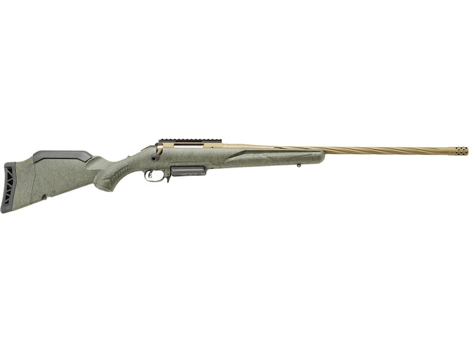 Ruger American Predator Gen II Bolt Action Rifle 308 Winchester 22" Fluted Burnt Bronze Cerakote Threaded Barrel Burnt Bronze Frame Green Splatter Raised Comb Stock