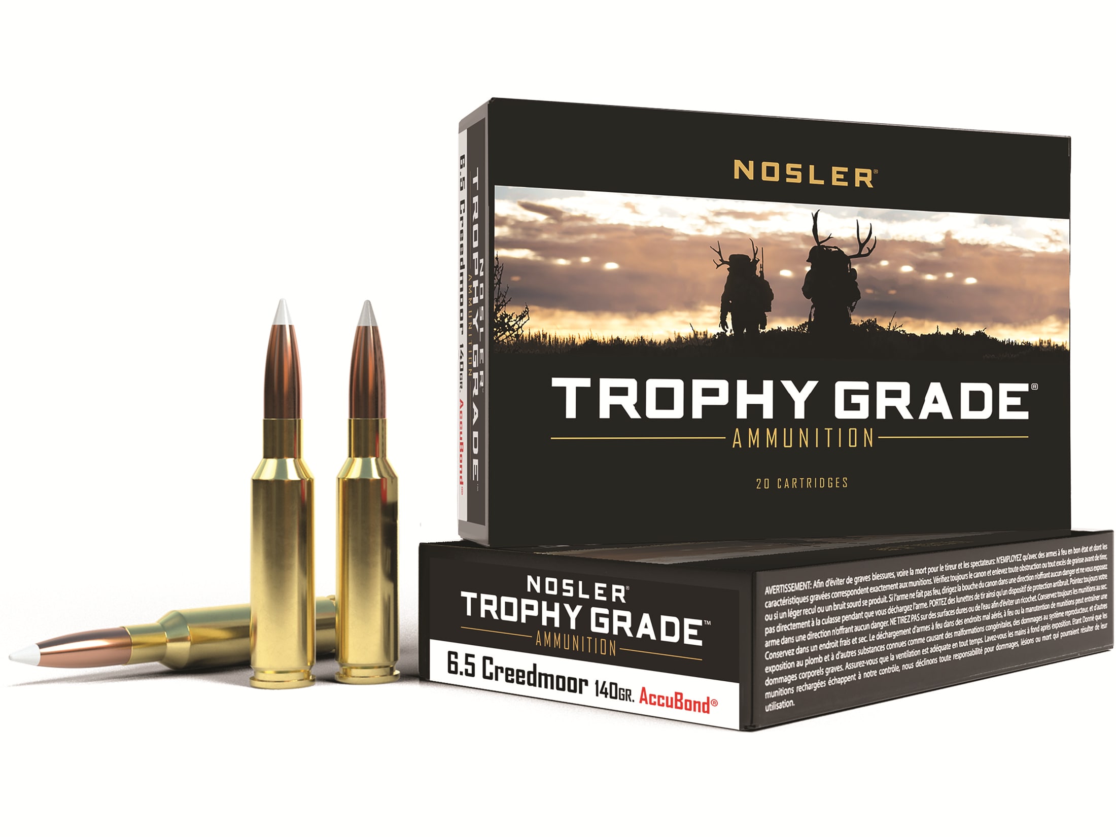 Nosler Trophy Grade Ammunition 6.5 Creedmoor 140 Grain AccuBond